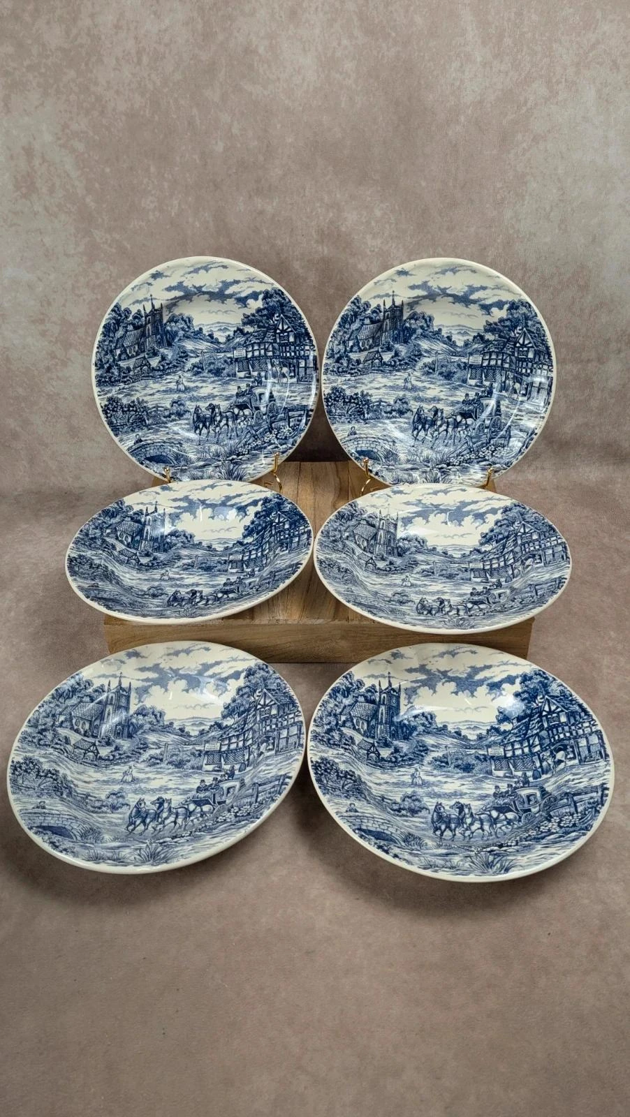 Lot de 6 assiettes creuses Castellania bleu vintage – photo 2